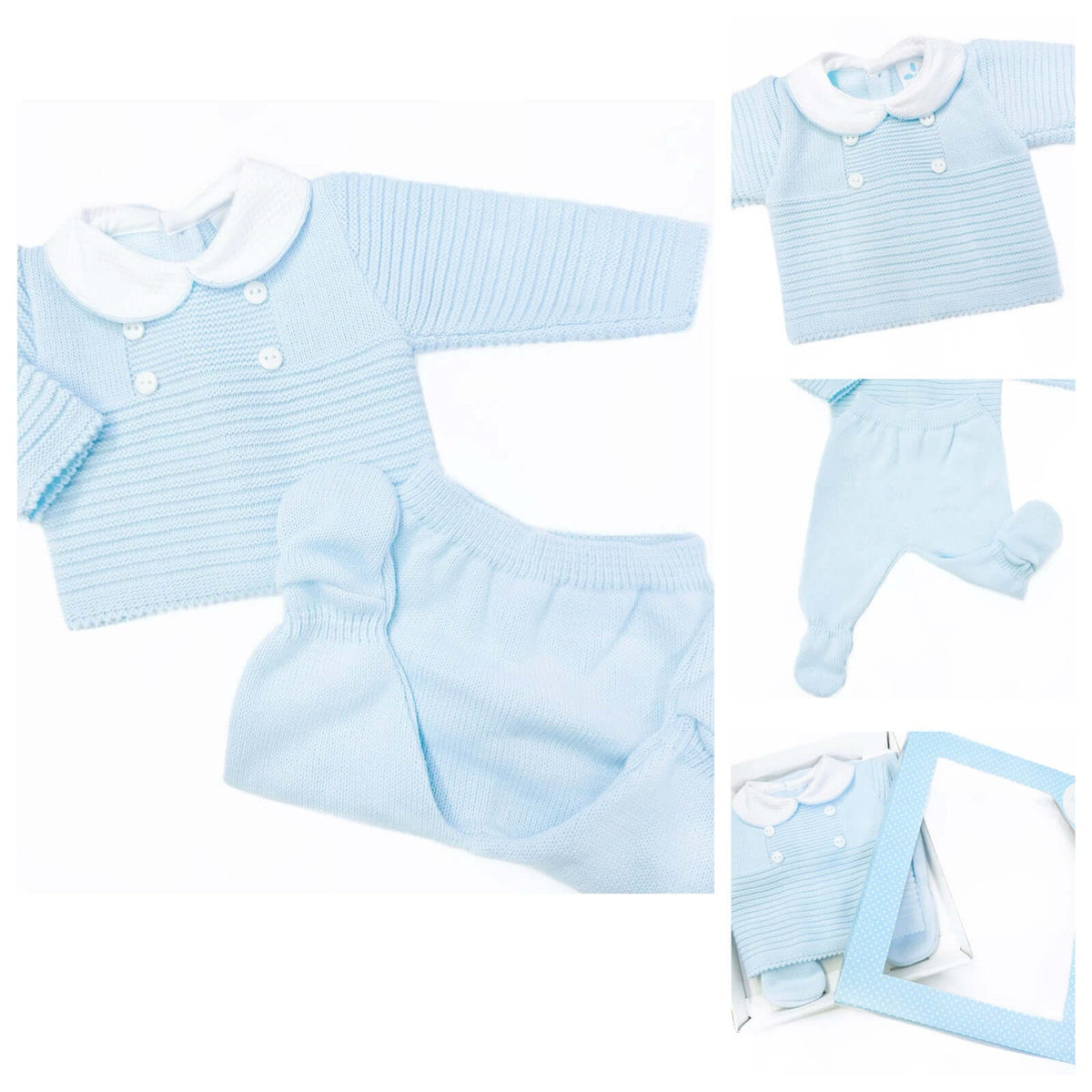 Blue Knitted Boys Two-Piece Outfit Set