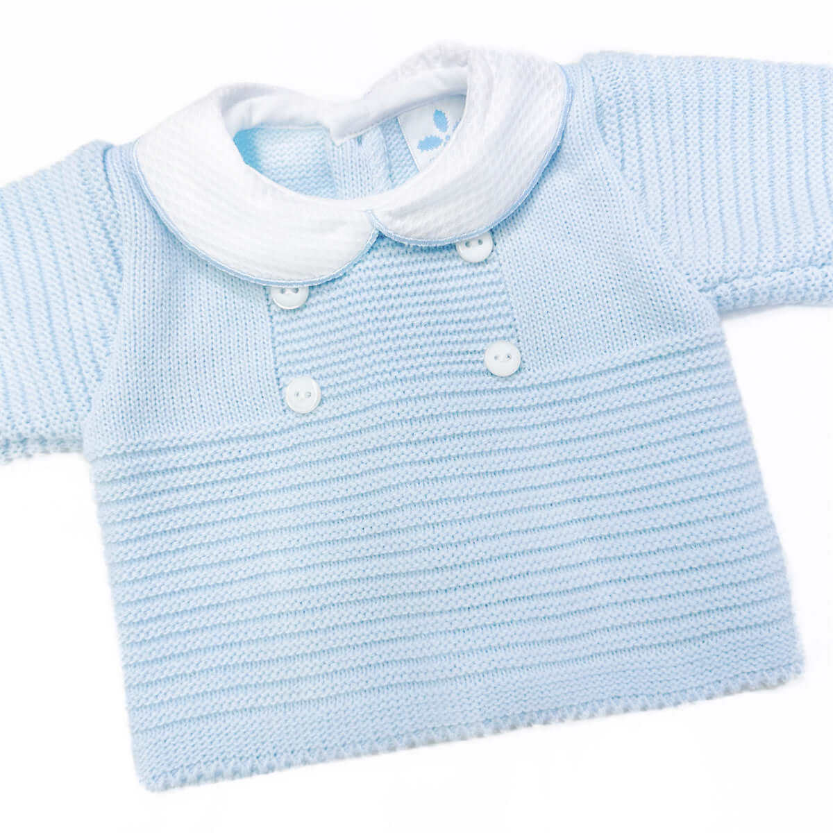 Blue Knitted Boys Two-Piece Outfit Set