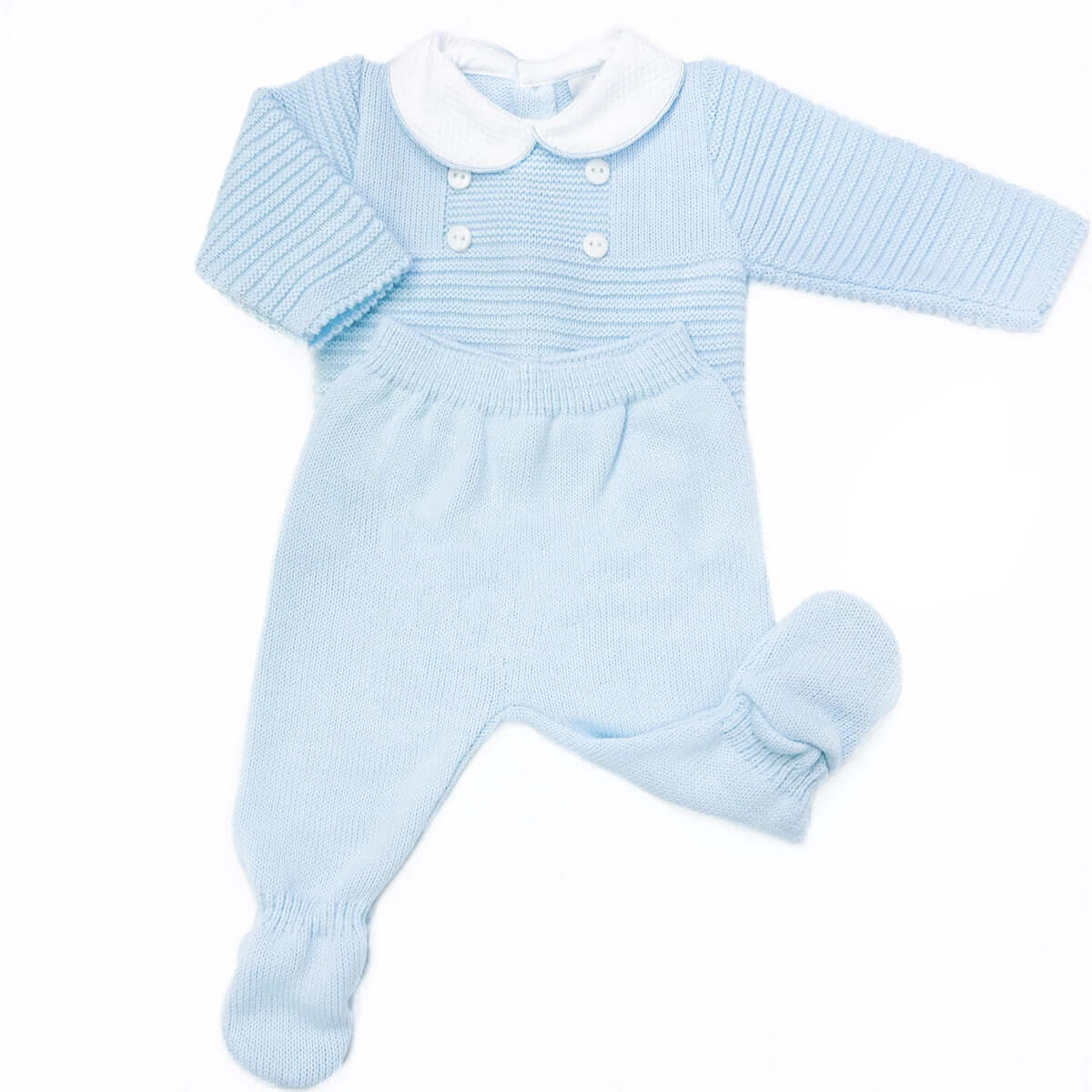 Blue Knitted Boys Two-Piece Outfit Set