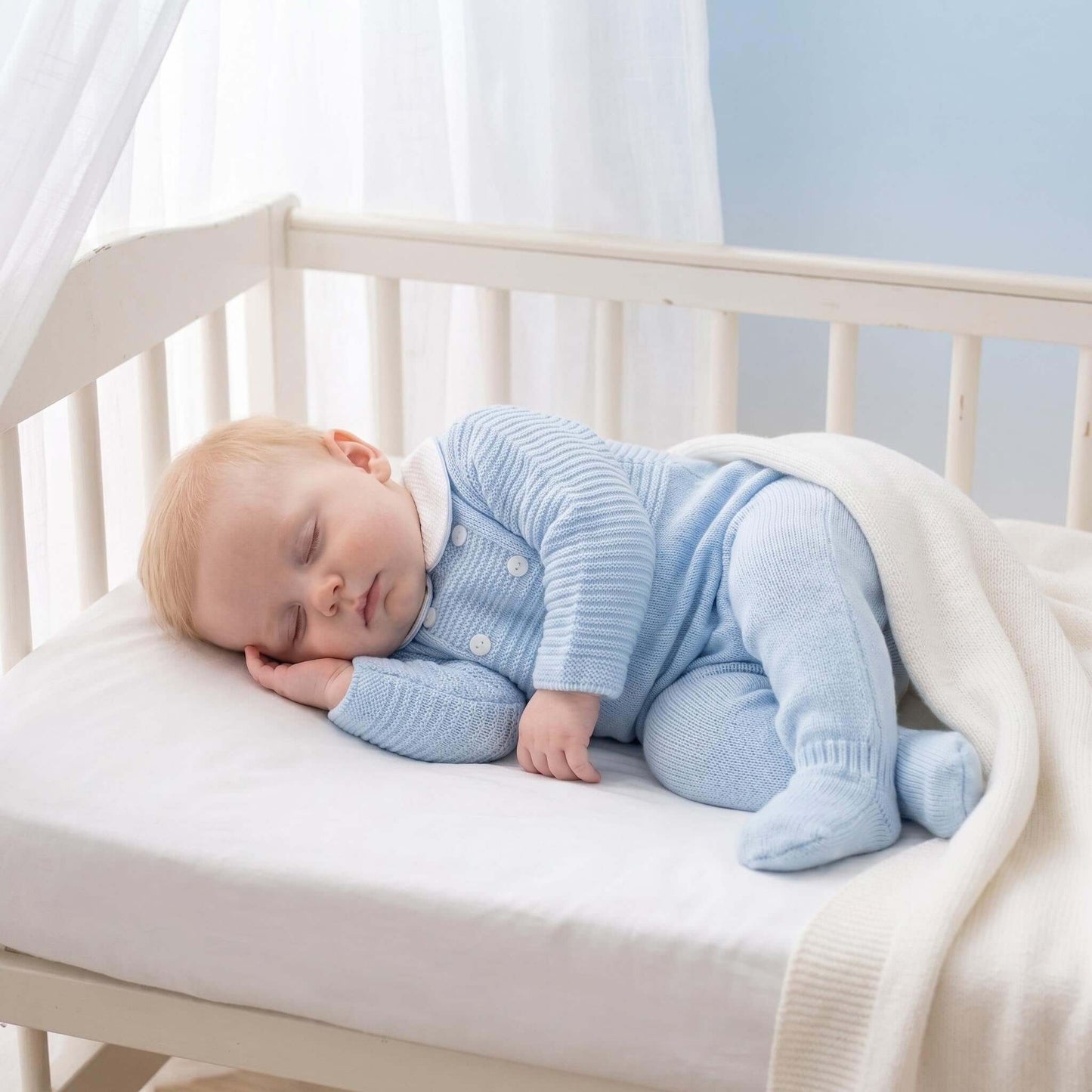 Blue Knitted Boys Two-Piece Outfit Set