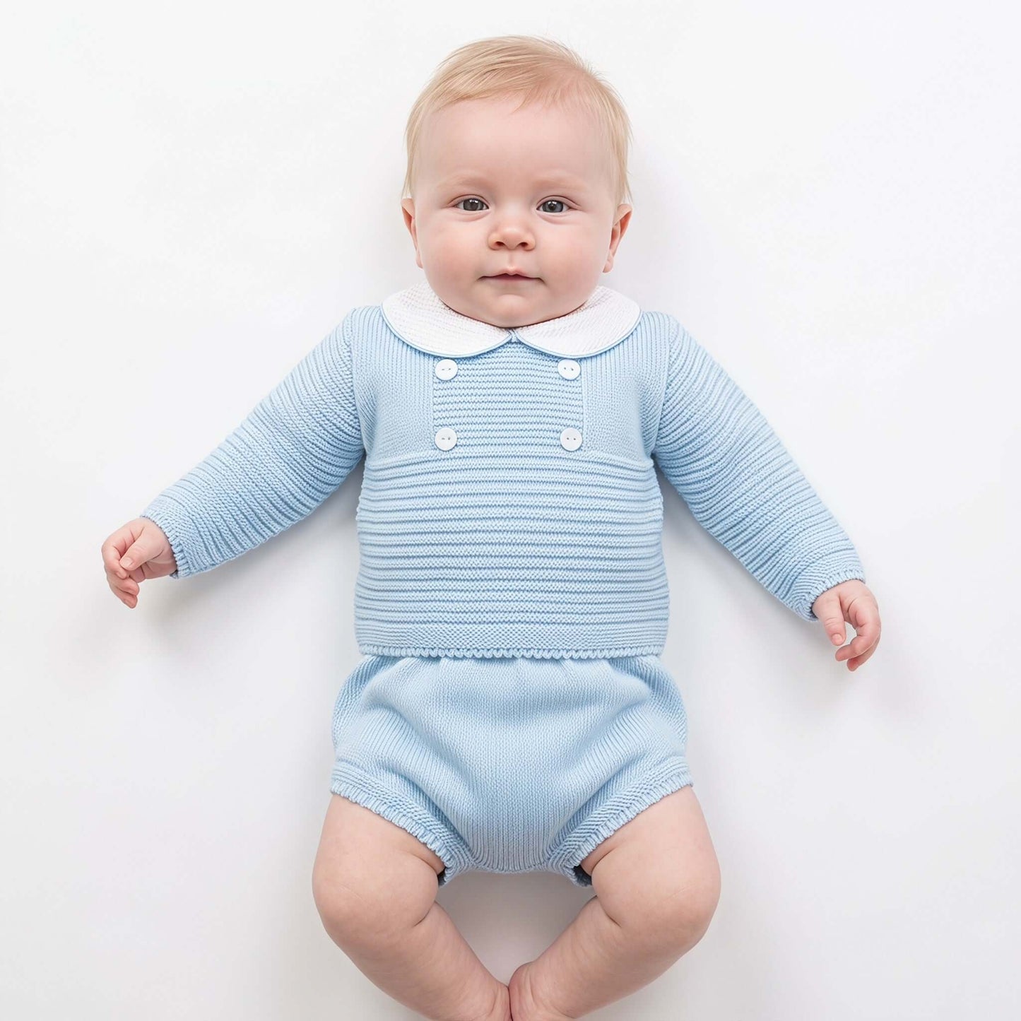Baby Boys Blue Knitted Two-Piece Outfit