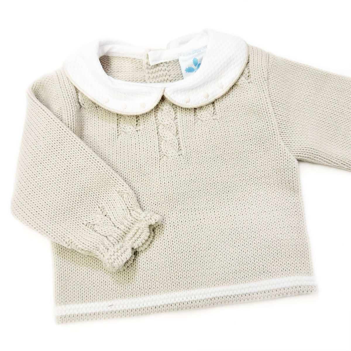 Baby Boys Stone Knitted Two-Piece Outfit
