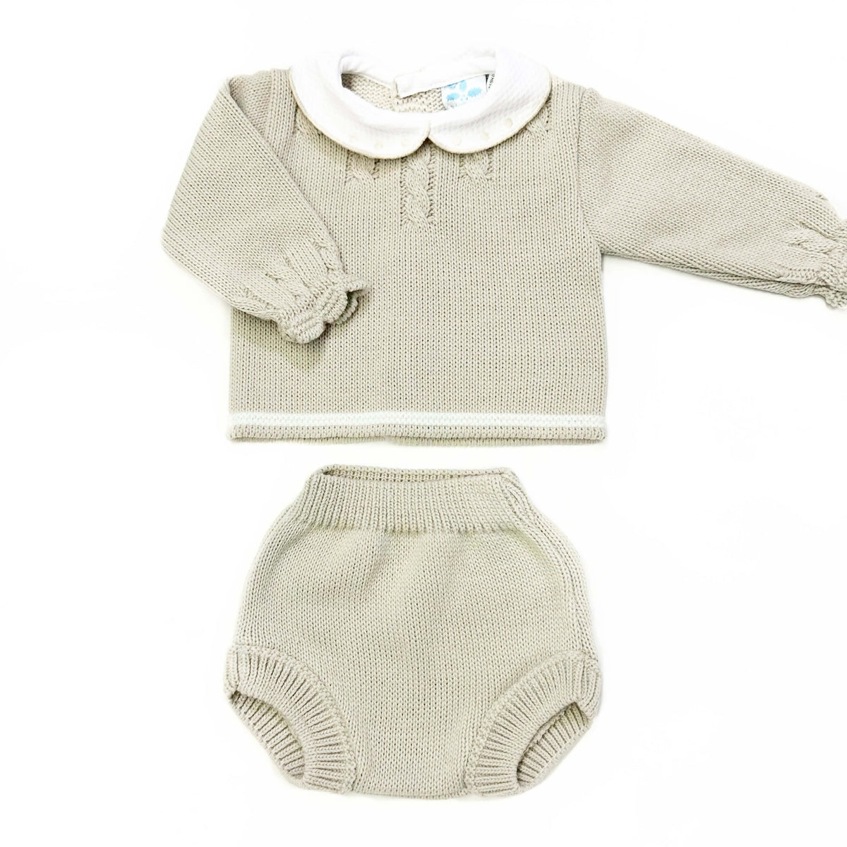 Baby Boys Stone Knitted Two-Piece Outfit