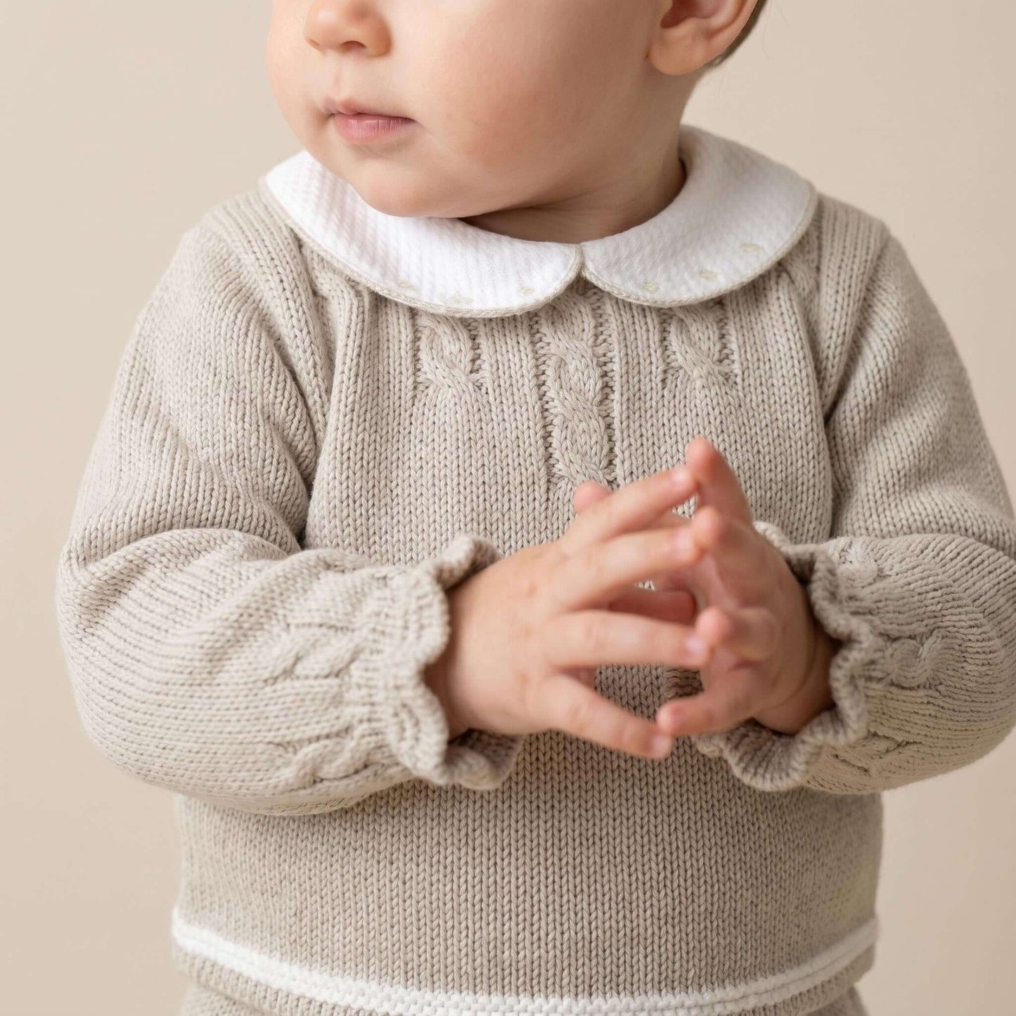 Baby Boys Stone Knitted Two-Piece Outfit