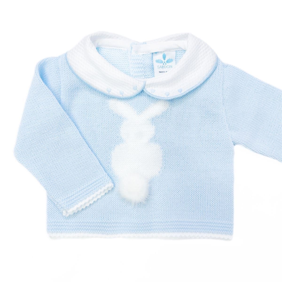 023VE-337 SARDON Baby Boy Blue Bunny Knit Pram Suit
