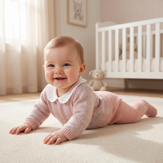 Baby Girls Pink Patterned Knit Pram Suit