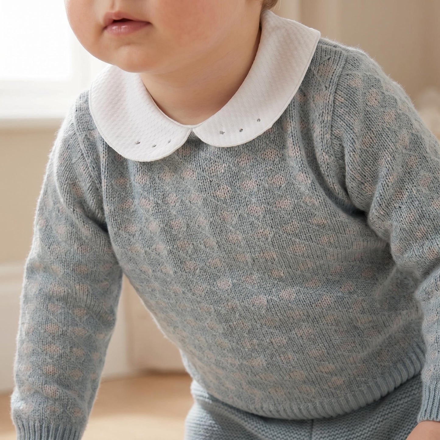 Baby Boys Blue Patterned Knit Trouser Set