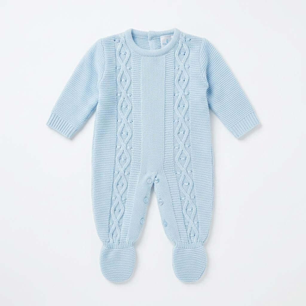 Baby Boys Blue Knit Outfit Set