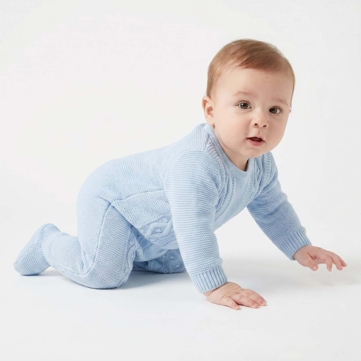 Baby Boys Blue Knit Outfit Set