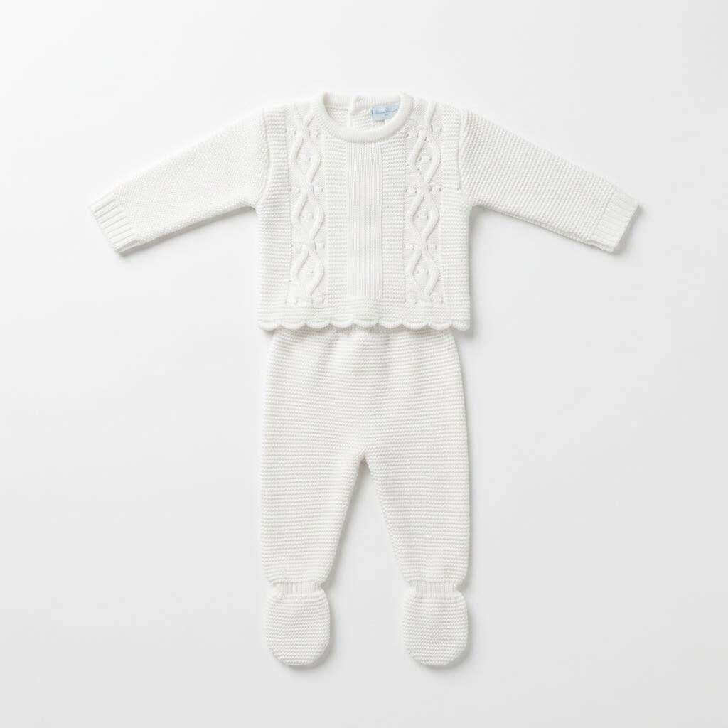 Baby Boys White Knit Two Piece Set