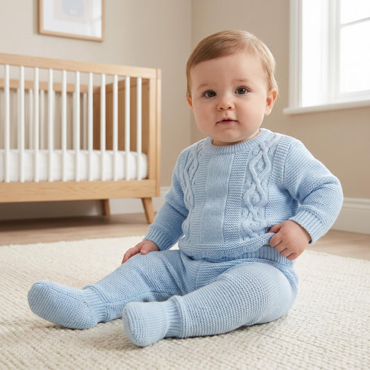 Baby Boys Blue Knit Two Piece Set