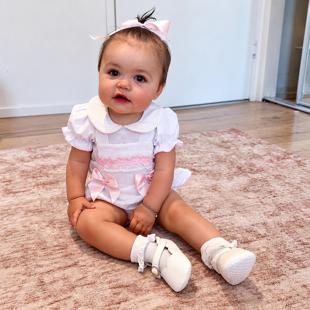 Baby Girls Pink Waffle Romper & Shirt Set