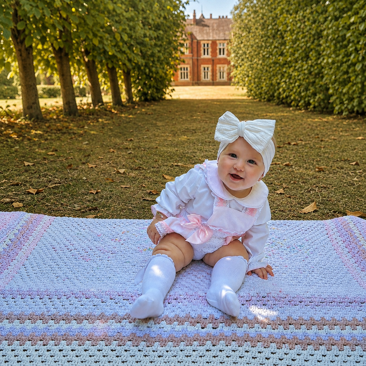 Baby Girls Pale Pink Broderie Romper and White Shirt Set