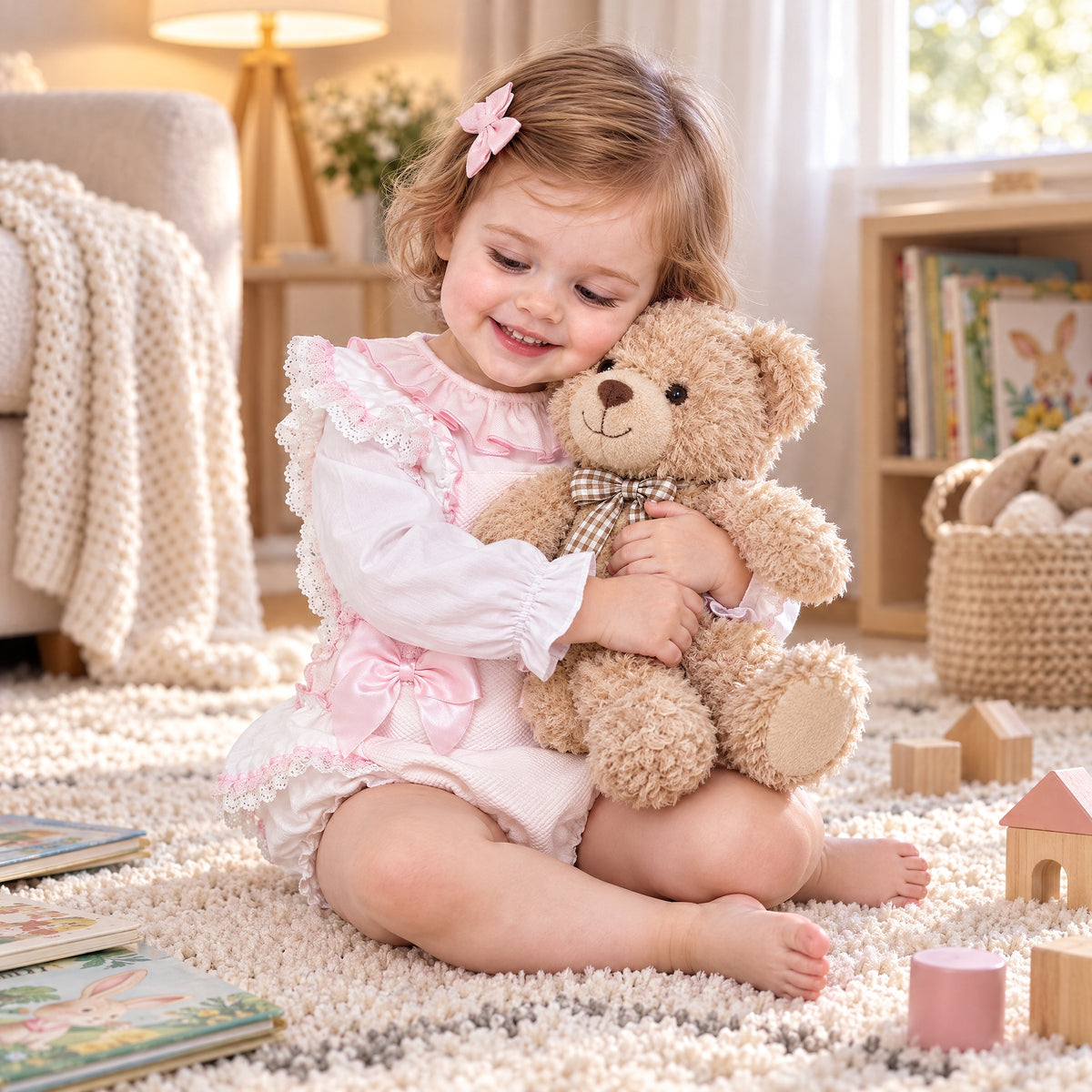 Baby Girls Pale Pink Ruffle Romper and White Shirt Set