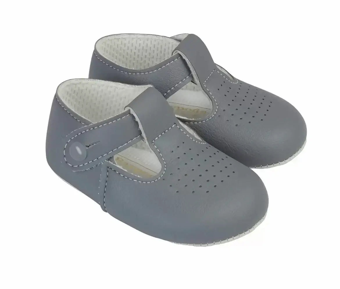 Baby Boys T-Bar & Punch Detail Patent Pram Shoes by Baypods