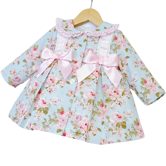 Baby Girls Blue & Pink Floral Puffer Jacket