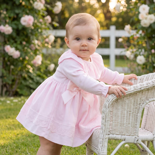 Baby Girls Pink Puffball Tulle Dress & Pants Set