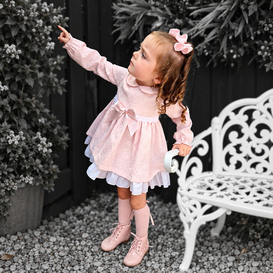 Baby Girls Pink Soft Cozy Puff Ball Dress With Pants