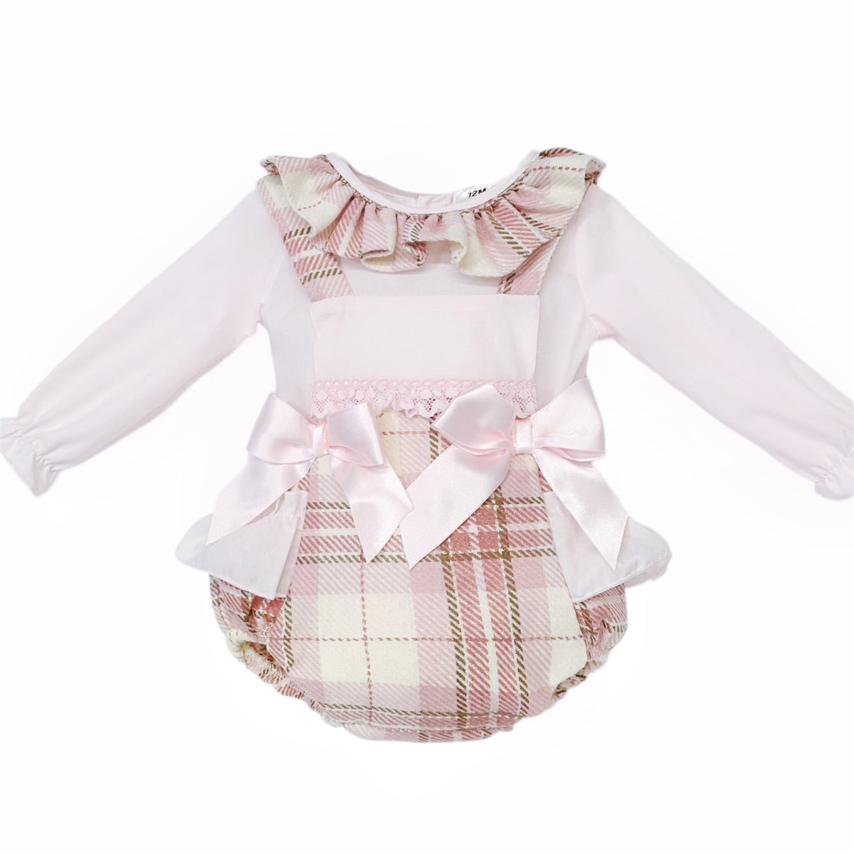 Pink Tartan Frilled Romper and Shirt Set