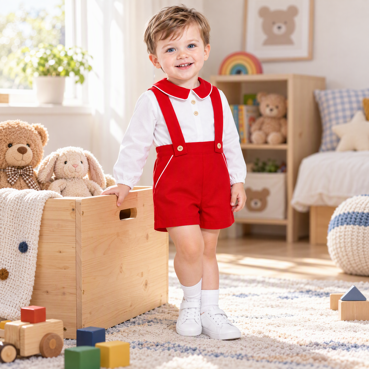 Baby Boy Cozy Winter Cotton Brace Shorts with Shirt
