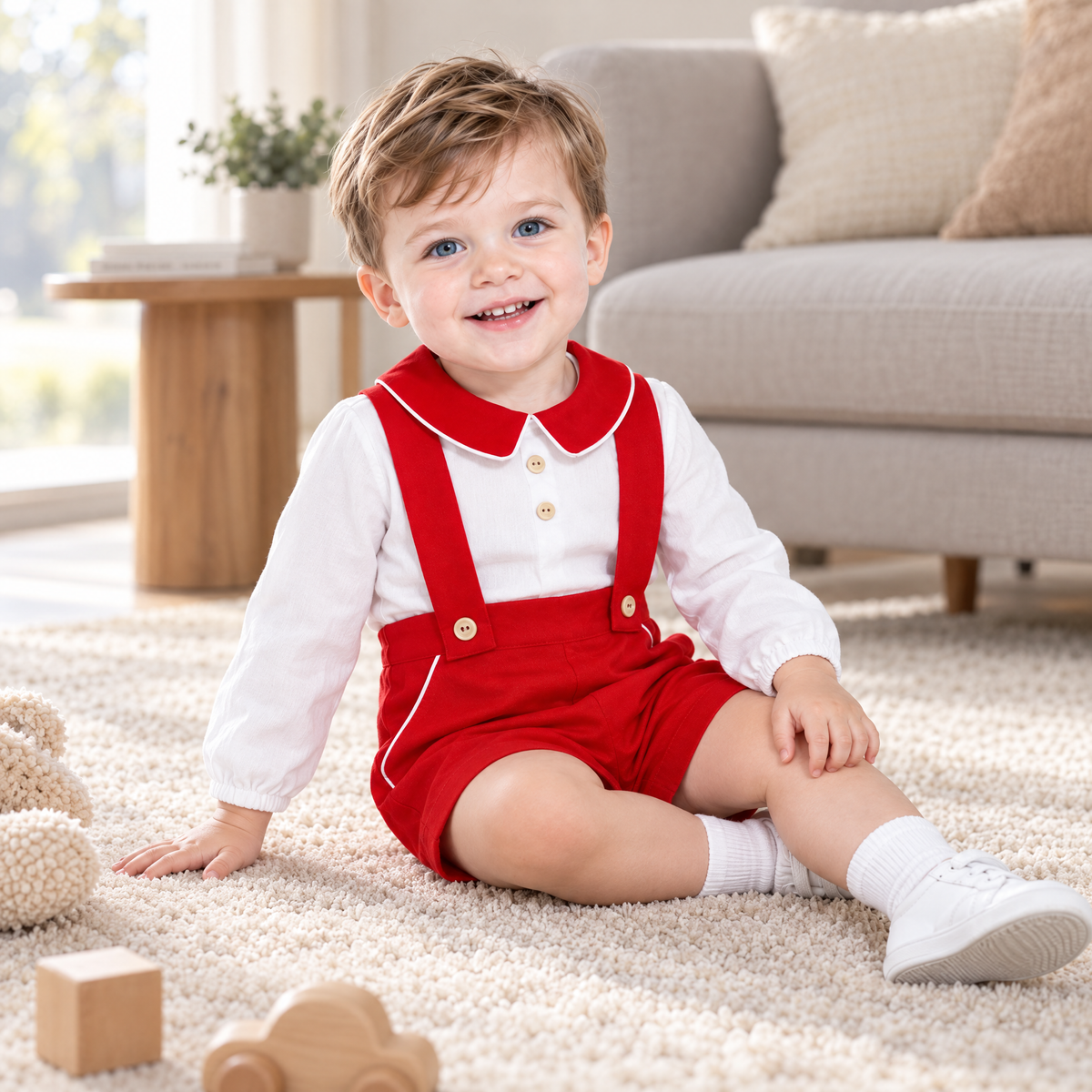 Baby Boy Cozy Winter Cotton Brace Shorts with Shirt