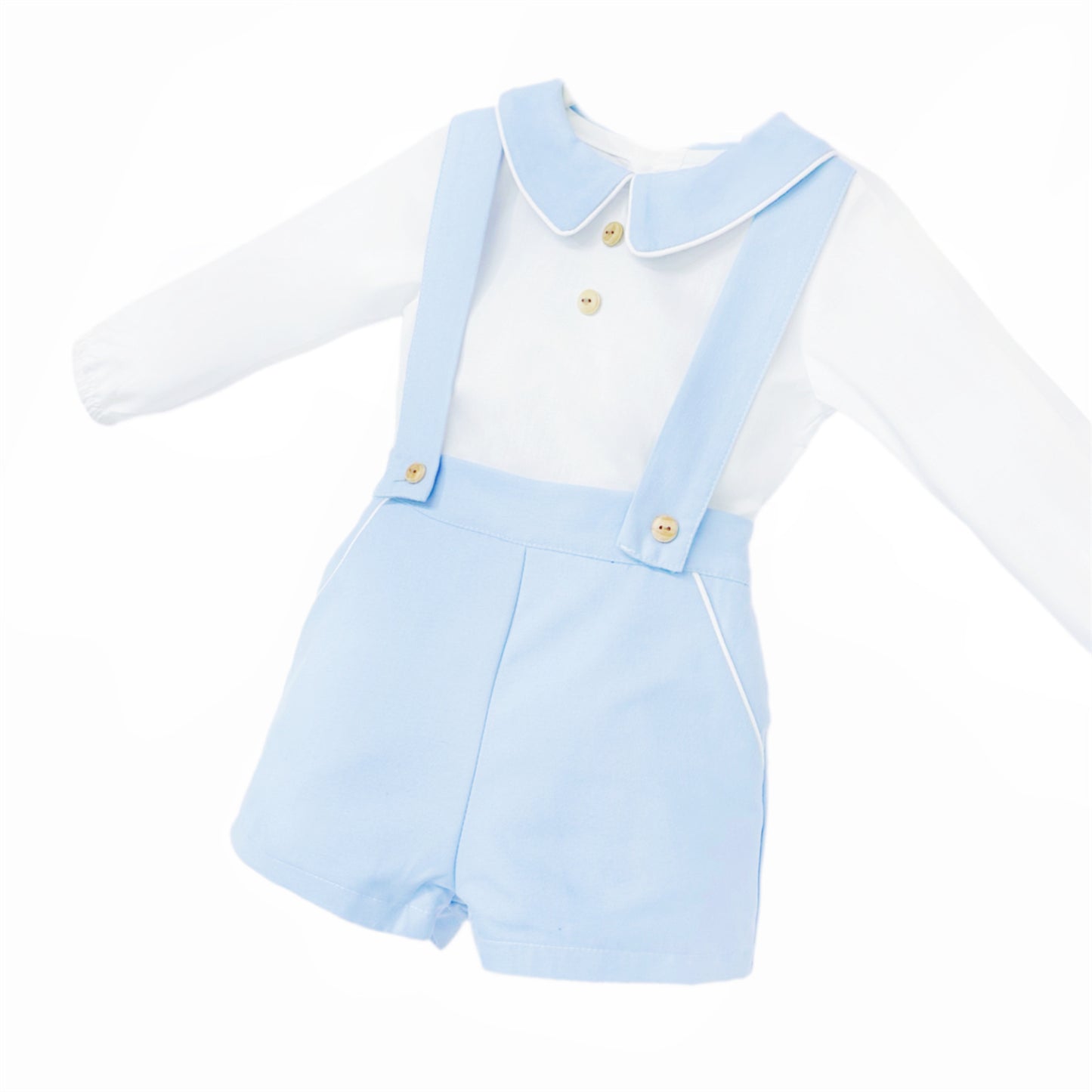 Baby Boy Blue Cozy Winter Cotton Brace Shorts with Shirt