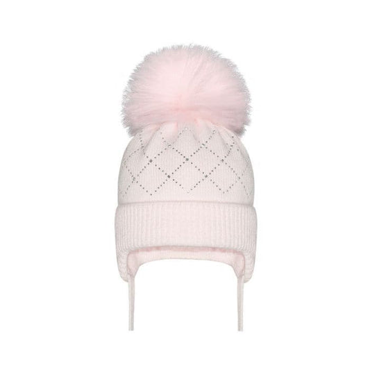 Baby Boys Big Faux Fur Pom Hat with Ear Flap and Tie