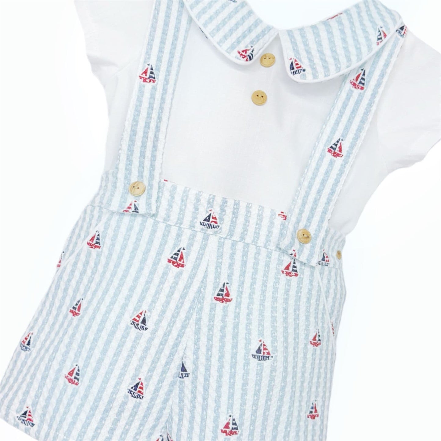 Baby Boy Green Stripe Boat Shorts with Shirt "MYD26062"