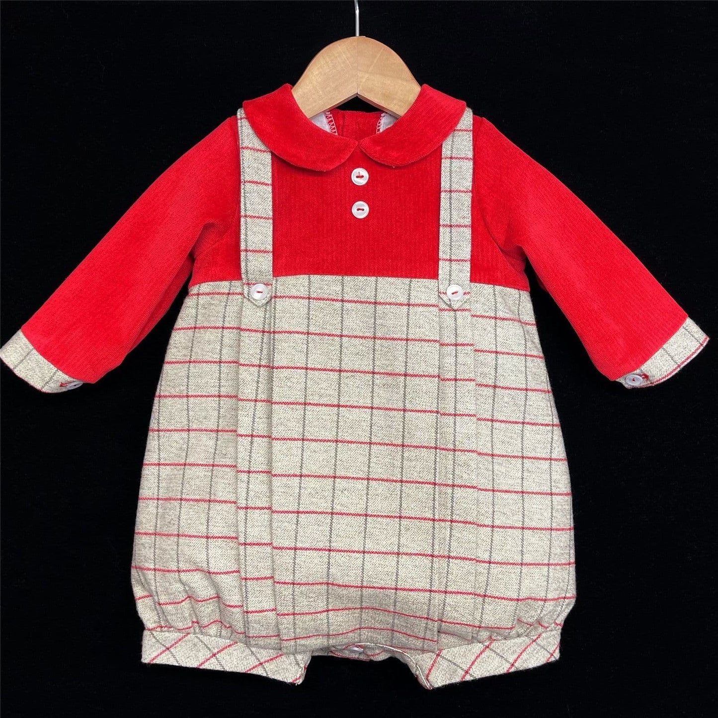 Baby Boy Red with Grey Checked Bodysuit Tartan "MYD158"