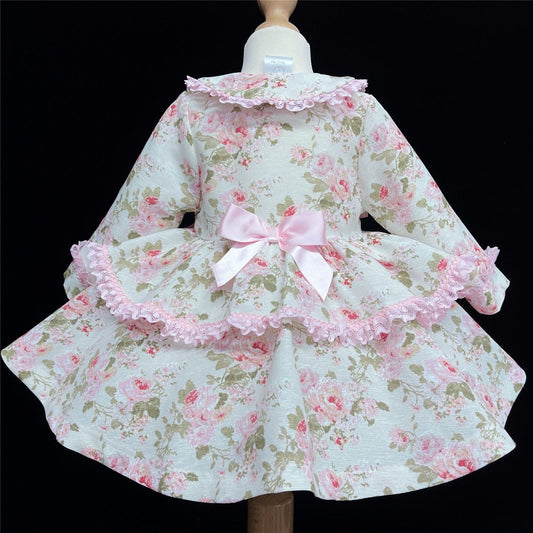 Baby Girl Floral Puff Ball Frilly Jacket Satin Bows "MYD816"