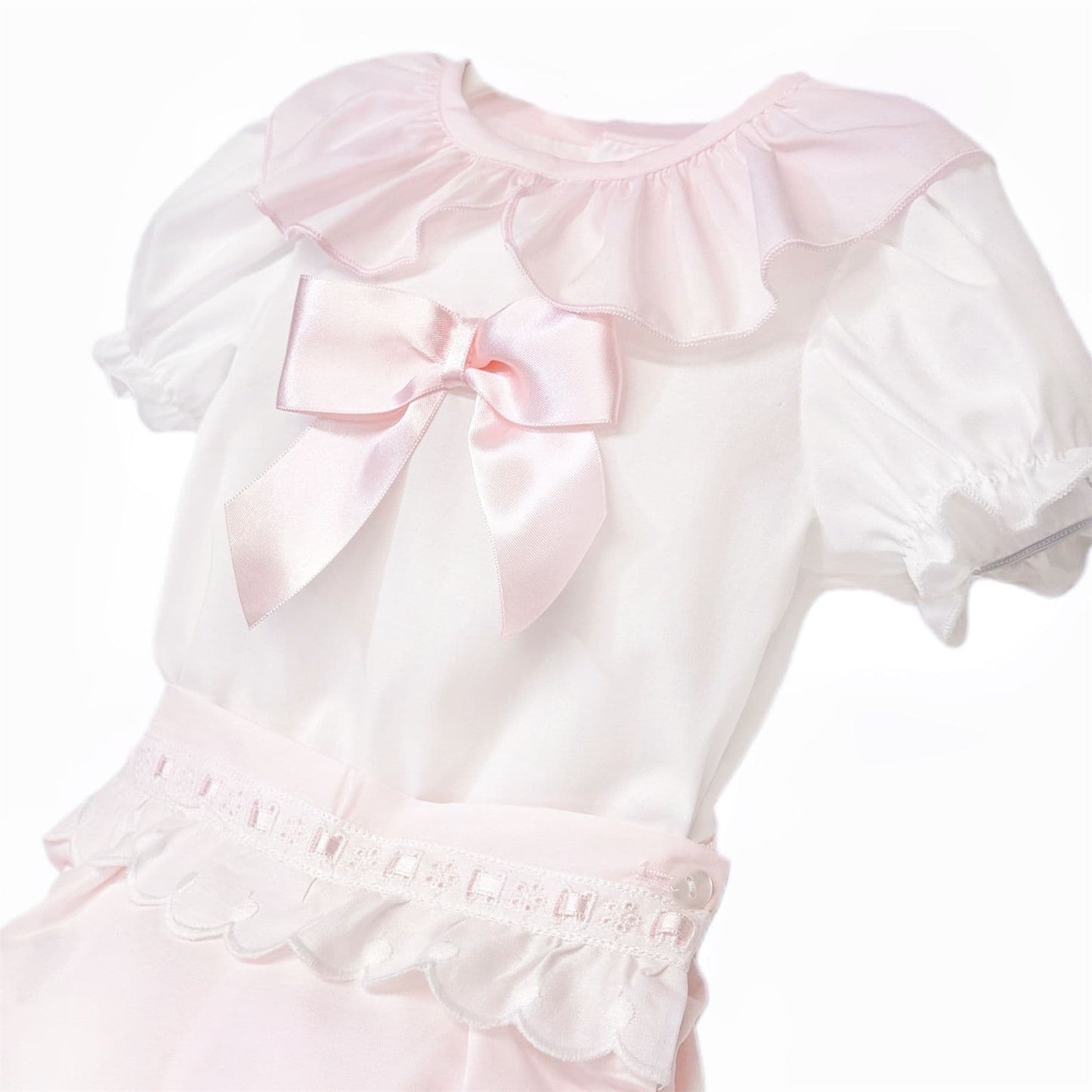 Baby Girl Pink Cotton Lace Shirt with Shorts "MYD26012"