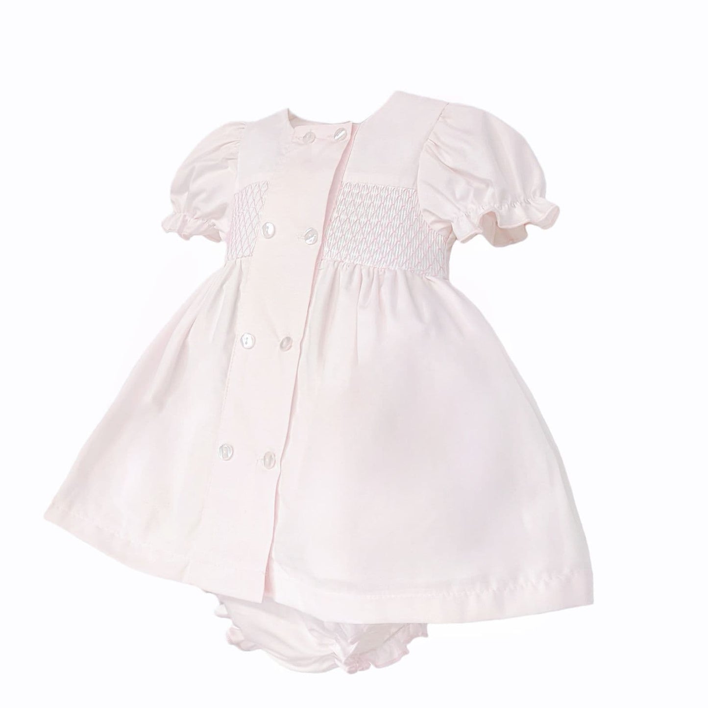 Baby Girl Pink Cotton Smocked Puff Dress with Pants "MYD26015"