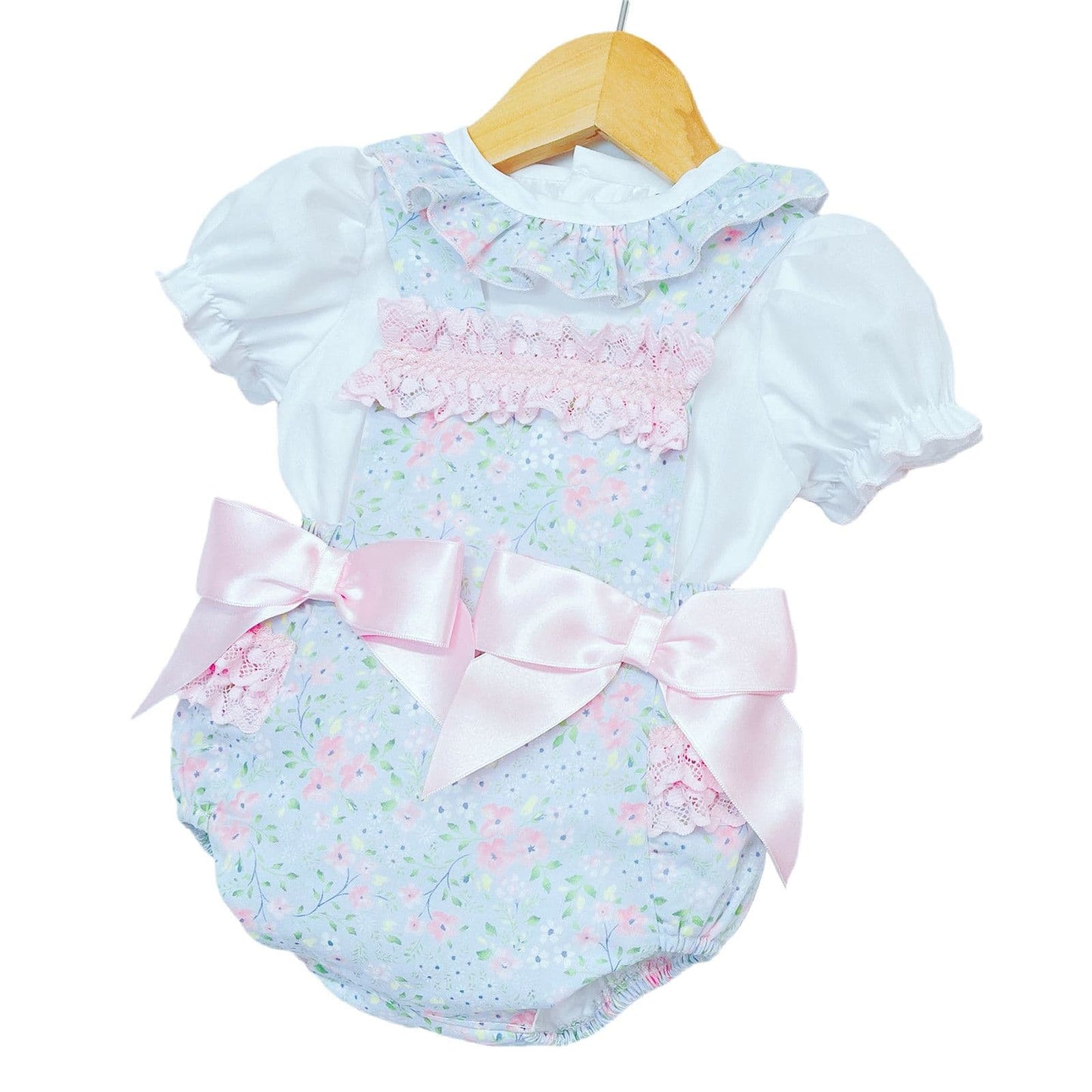 Baby Girl Pink Floral Frilly Romper with Shirt "MYD2216 Pink"