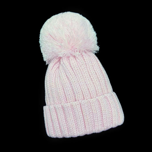 Baby Girls Pink Large Pom Hat
