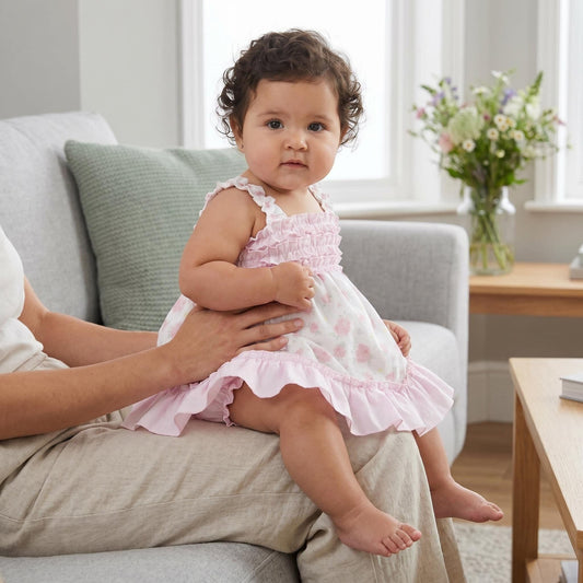 Baby Girl Pink Rose Summer Puff Ball Dress with Pants "MYD26043"