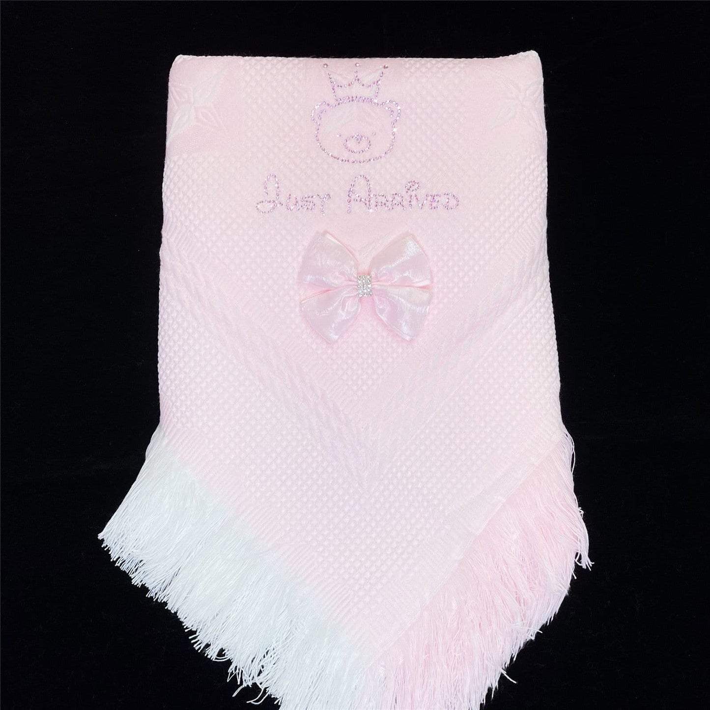 Pink Diamante Bow Baby Shawl
