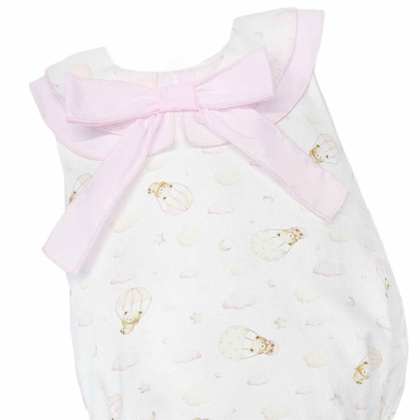 Baby Girl Pink Teddy Print Collar Romper "MYD26030"