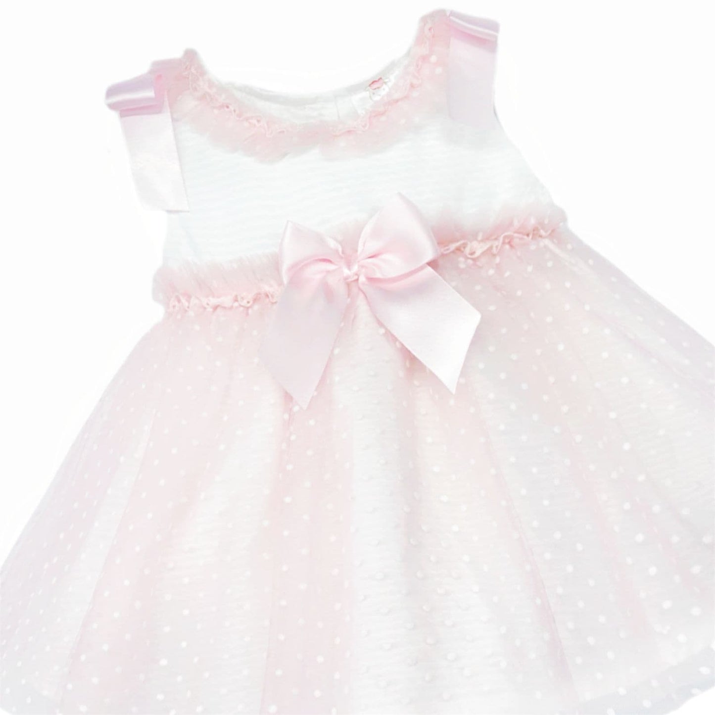 Baby Girl Pink Tulle Mesh Dress Satin Bow "2508 Pink"