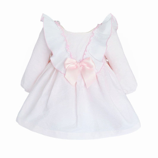Baby Girl Pink Waffle Big Frilly Collar Dress "2532"