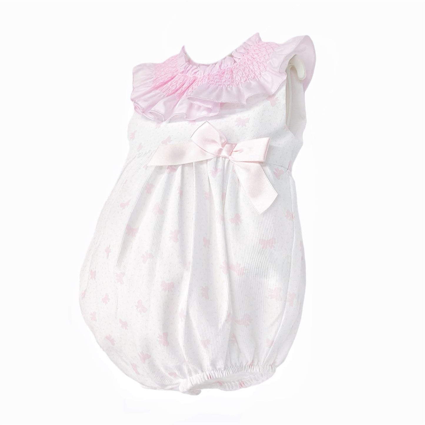 Baby Girl Pink White Bow Print Romper "MYD26029"