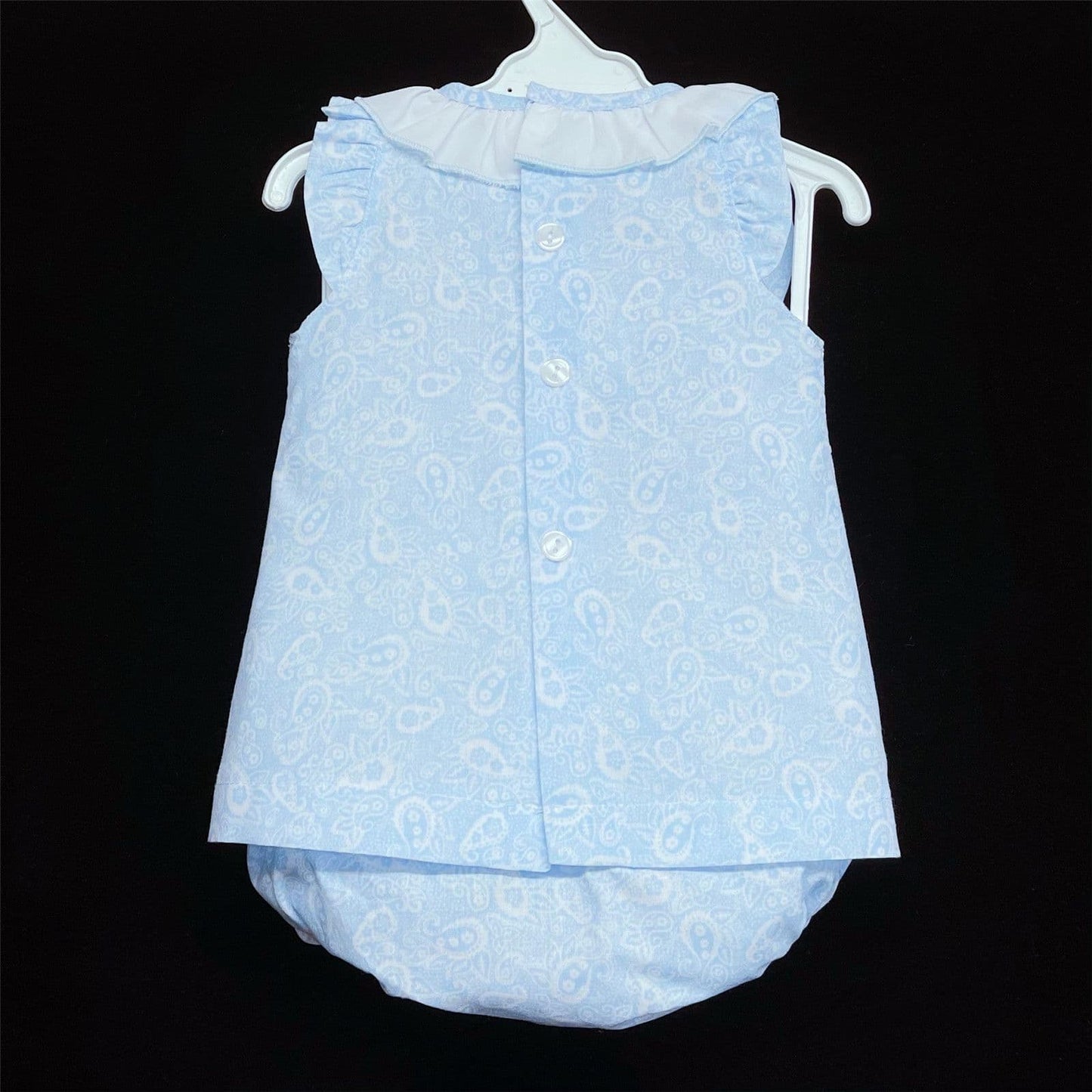 Baby Girl Spanish Blue Floral A Line Dress Ribbon Insert Lace Satin Bow Pants Set "MYD366B"