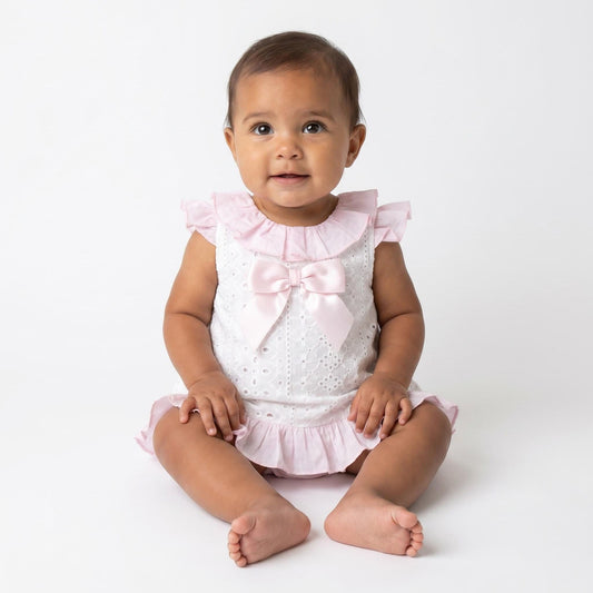 Baby Girl White Embroidery Frilly Dress with Pants "MYD26004"