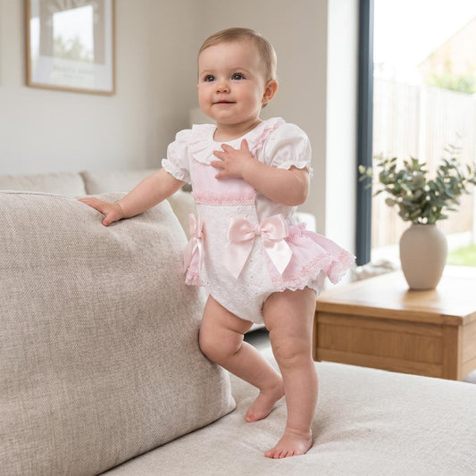 Baby Girl White Embroidery Frilly Romper with Shirt "MYD26002"