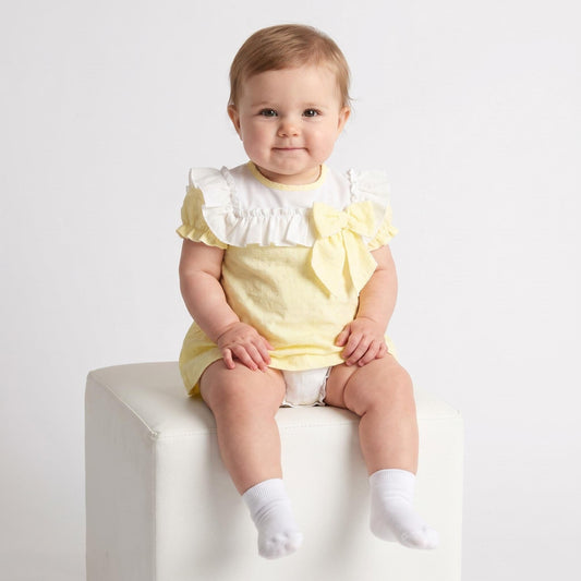 Baby Girl Yellow Plumetis Dress with Pants "MYD26017"