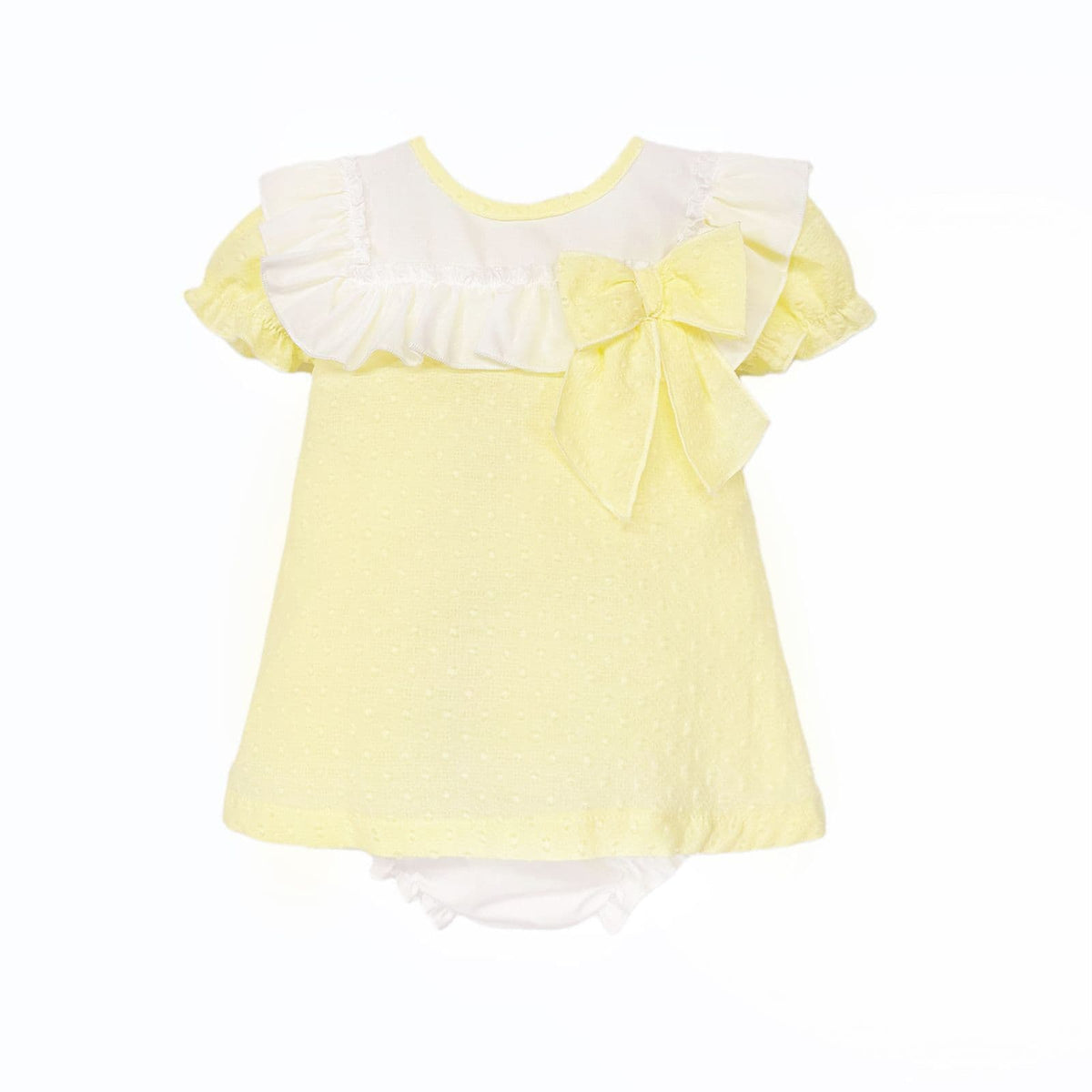 Baby Girl Yellow Plumetis Dress with Pants "MYD26017"