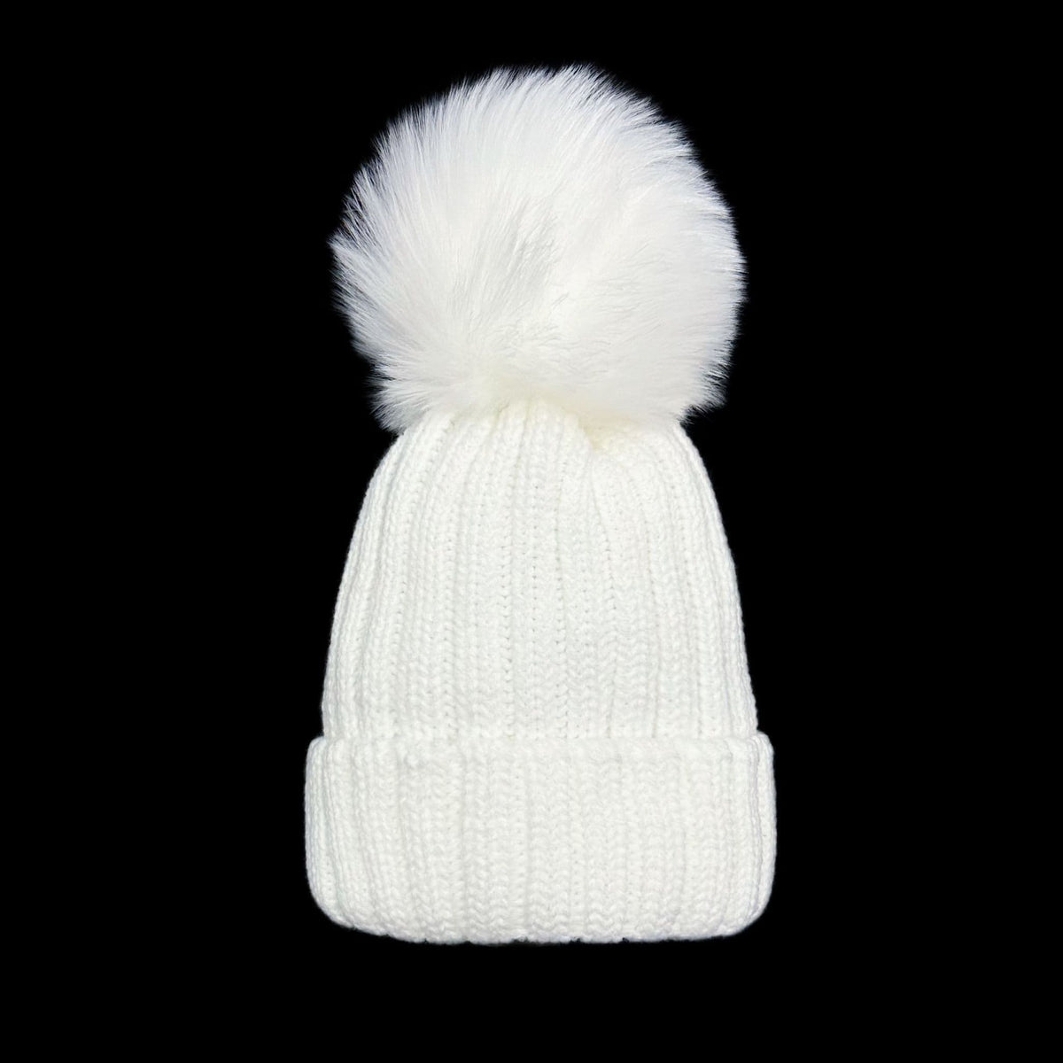 Baby Unisex White Faux Fur Pom Hat