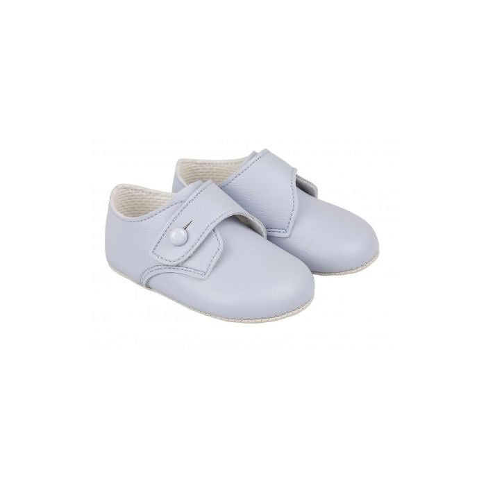 Baby Boys Blue Soft Sole Button Shoes
