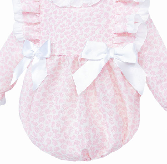 *Clearance* Baby Girl Pink Floral Frilly Shoulder Romper "MYDB2479"