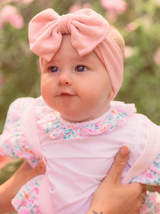 Baby Girls Pink Floral Waffle Frilly Romper Set with Shirt