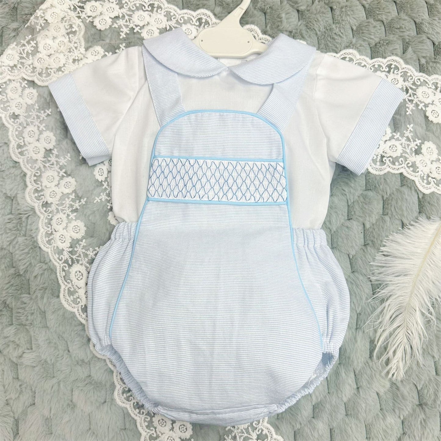*SALE* Baby Boy Blue Check Romper with Top "MYD2450B"